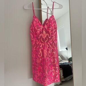 Pink Sequin hoco Dress